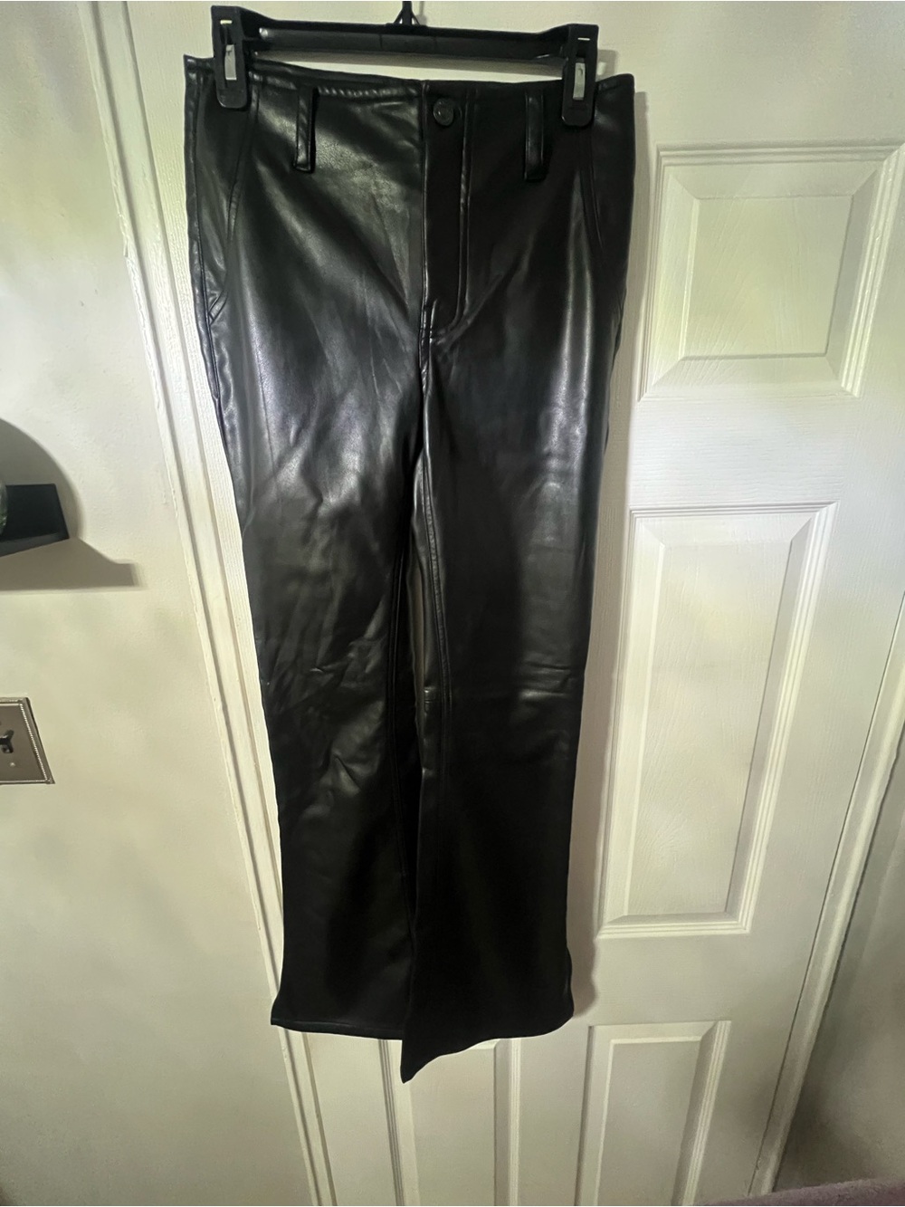Free People boot cut with slit on side faux leather pants